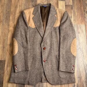 Vintage 70s Pendleton Western Jacket Coat Men's Size 44 Herringbone Wool 6744‎